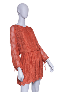ZIMMERMANN DRESS ALCHEMY TWINE EMBROIDERY COPPER