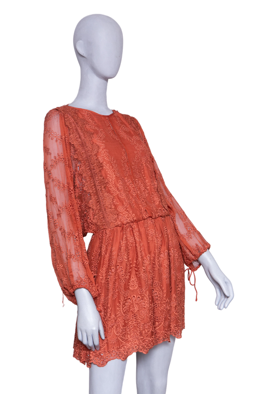 ZIMMERMANN DRESS ALCHEMY TWINE EMBROIDERY COPPER