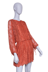 ZIMMERMANN DRESS ALCHEMY TWINE EMBROIDERY COPPER