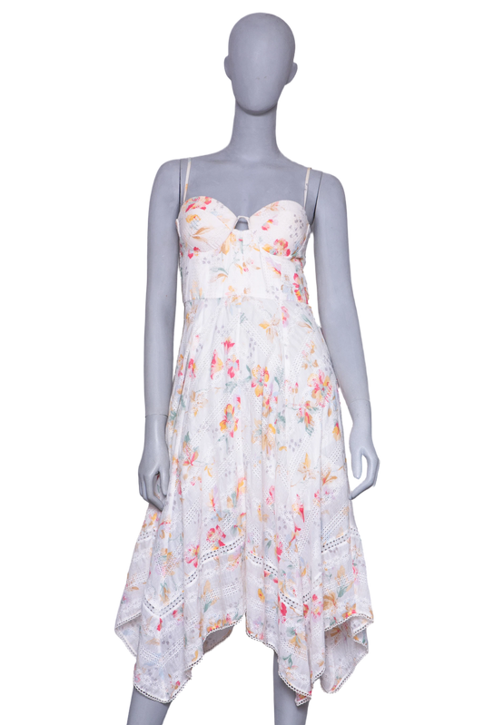 ZIMMERMANN DRESS BUSTIÊ FLORAL PRINT OFF-WHITE