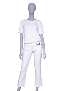 GUCCI PANTS COTTON OFF WHITE W/ BUCKLE BELT