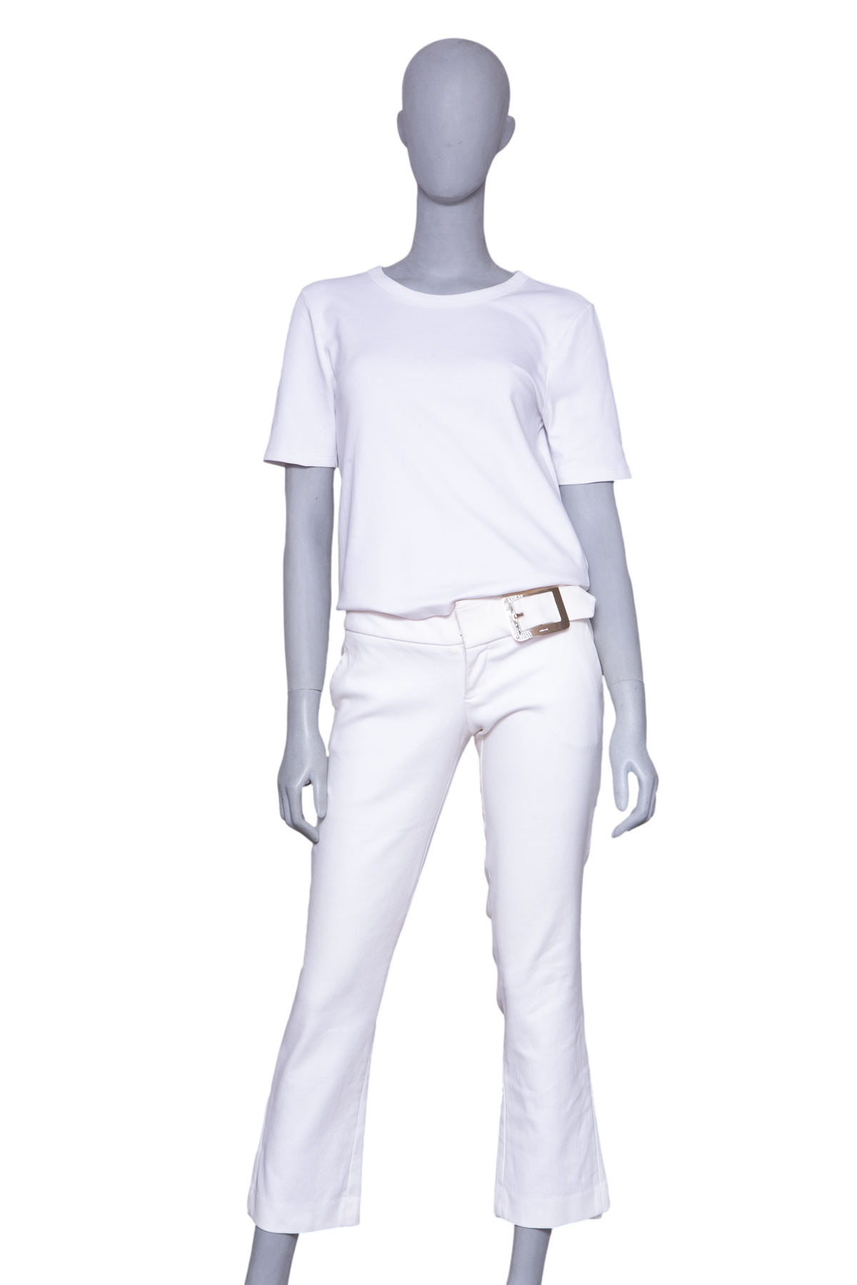 GUCCI PANTS COTTON OFF WHITE W/ BUCKLE BELT