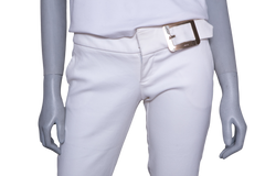 GUCCI PANTS COTTON OFF WHITE W/ BUCKLE BELT