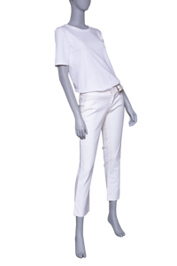 GUCCI PANTS COTTON OFF WHITE W/ BUCKLE BELT