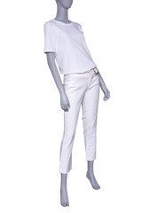 GUCCI PANTS COTTON OFF WHITE W/ BUCKLE BELT