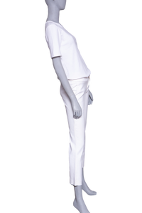 GUCCI PANTS COTTON OFF WHITE W/ BUCKLE BELT