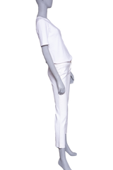 GUCCI PANTS COTTON OFF WHITE W/ BUCKLE BELT