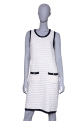 CHANEL TWINSET CASHMERE OFF WHITE AND NAVY
