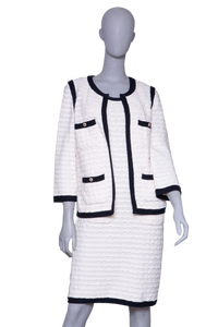CHANEL TWINSET CASHMERE OFF WHITE AND NAVY