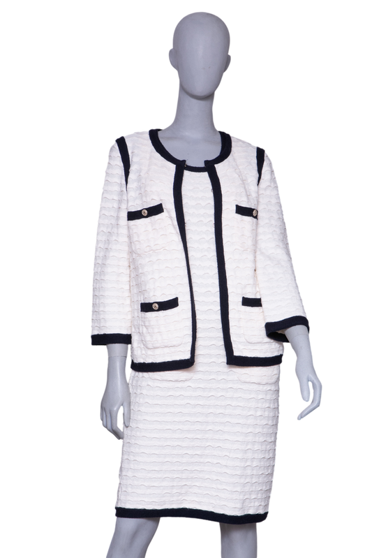 CHANEL TWINSET CASHMERE OFF WHITE AND NAVY