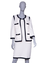 CHANEL TWINSET CASHMERE OFF WHITE AND NAVY