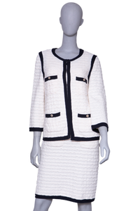 CHANEL TWINSET CASHMERE OFF WHITE AND NAVY