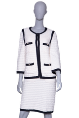 CHANEL TWINSET CASHMERE OFF WHITE AND NAVY