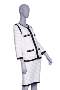CHANEL TWINSET CASHMERE OFF WHITE AND NAVY