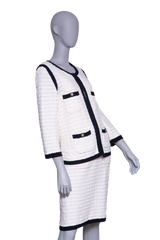 CHANEL TWINSET CASHMERE OFF WHITE AND NAVY