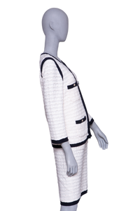 CHANEL TWINSET CASHMERE OFF WHITE AND NAVY