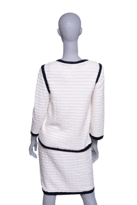 CHANEL TWINSET CASHMERE OFF WHITE AND NAVY