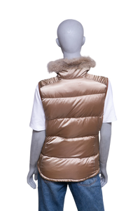 PRADA WAISTCOAT PUFFER NYLON CAMEL