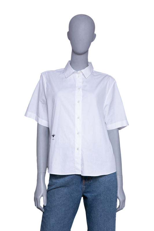 DIOR CROPPED BUTTON-UP BLOUSE WHITE