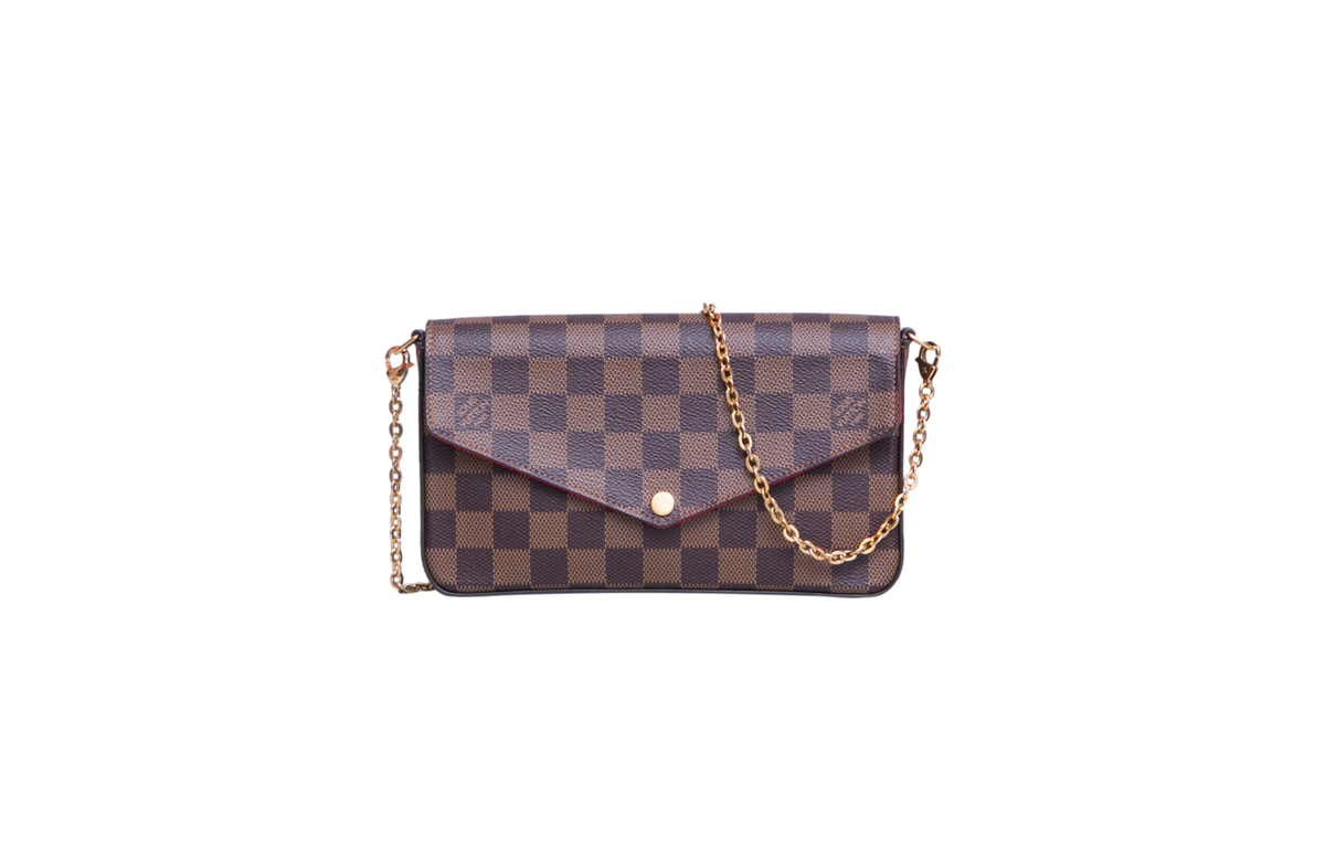 LV POCHETTE FELICIE GM DAMIER ÉBÈNE ROUGE