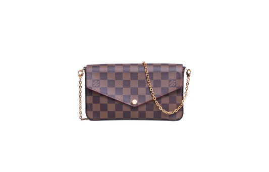 LV POCHETTE FELICIE GM DAMIER ÉBÈNE ROUGE