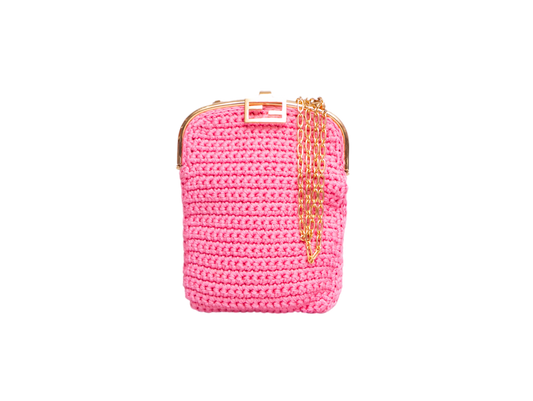 FENDI BAGUETTE CROCHET PHONE PINK