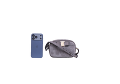 FERRAGAMO RAINBOW VARA BOW CAMARA BAG SUEDE GRAY