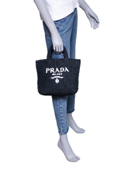 PRADA SMALL CROCHETED TOTE BAG BLACK