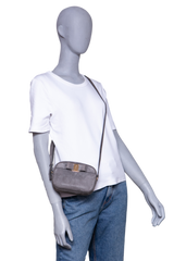 FERRAGAMO RAINBOW VARA BOW CAMARA BAG SUEDE GRAY