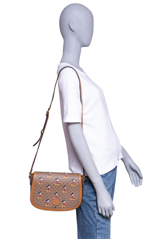 GUCCI X DISNEY MINI GG SUPREME VINTAGE MONOGRAM MICKEY MOUSE SMALL BROWN