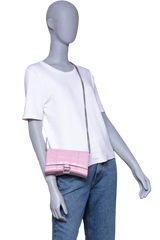 BALENCIAGA HOURGLASS CROCO EMBOSSED LILAC