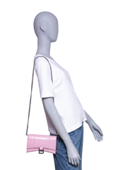 BALENCIAGA HOURGLASS CROCO EMBOSSED LILAC