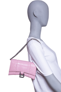 BALENCIAGA HOURGLASS CROCO EMBOSSED LILAC
