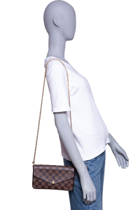 LV POCHETTE FELICIE GM DAMIER ÉBÈNE ROUGE