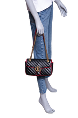 GUCCI GG MARMONT SMALL BLACK AND RED