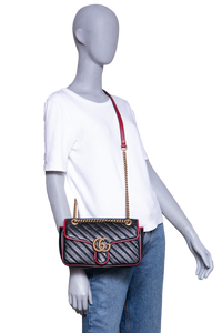 GUCCI GG MARMONT SMALL BLACK AND RED