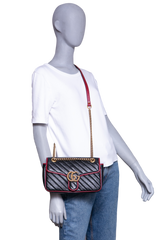 GUCCI GG MARMONT SMALL BLACK AND RED