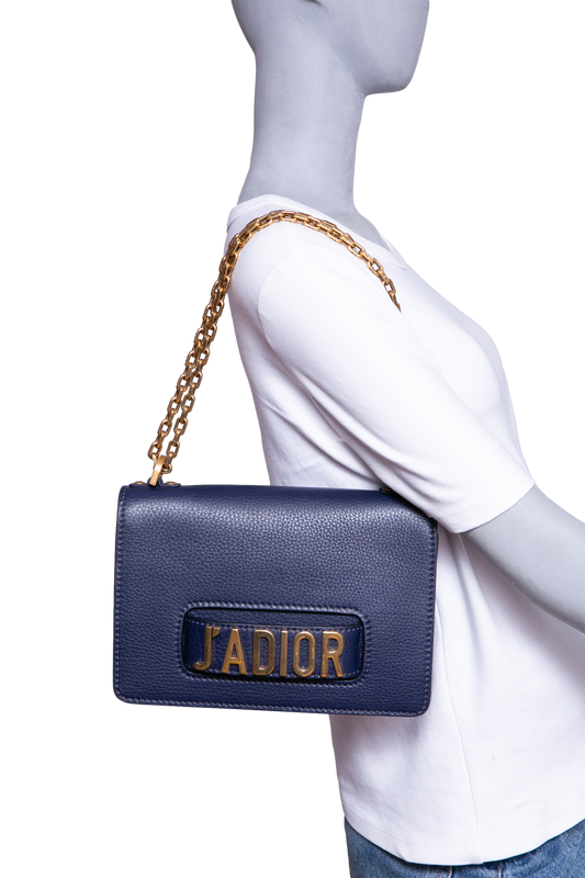 DIOR J'ADIOR CHAIN CALFSKIN NAVY BLUE