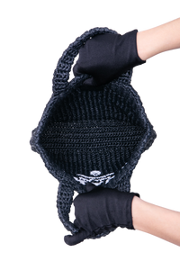 PRADA SMALL CROCHETED TOTE BAG BLACK