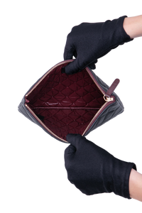 CHANEL CLASSIC ZIPPED POUCH BLACK LAMBSKIN E GOLD TONE METAL