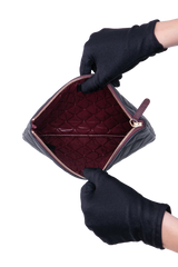 CHANEL CLASSIC ZIPPED POUCH BLACK LAMBSKIN E GOLD TONE METAL