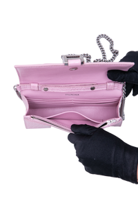 BALENCIAGA HOURGLASS CROCO EMBOSSED LILAC