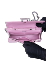 BALENCIAGA HOURGLASS CROCO EMBOSSED LILAC