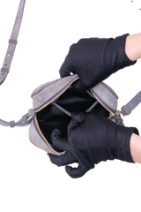 FERRAGAMO RAINBOW VARA BOW CAMARA BAG SUEDE GRAY