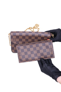 LV POCHETTE FELICIE GM DAMIER ÉBÈNE ROUGE