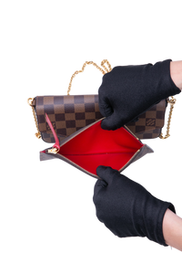 LV POCHETTE FELICIE GM DAMIER ÉBÈNE ROUGE