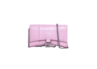 BALENCIAGA HOURGLASS CROCO EMBOSSED LILAC