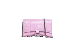 BALENCIAGA HOURGLASS CROCO EMBOSSED LILAC