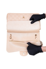 CHANEL CLASSIC DOUBLE FLAP CAVIAR JUMBO PEARLY BEIGE