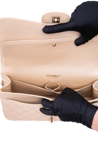 CHANEL CLASSIC DOUBLE FLAP CAVIAR JUMBO PEARLY BEIGE